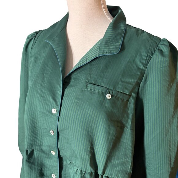 Tuckernuck Florence Shirt Dress size L large green stripe blue mini long sleeve - Picture 8 of 12